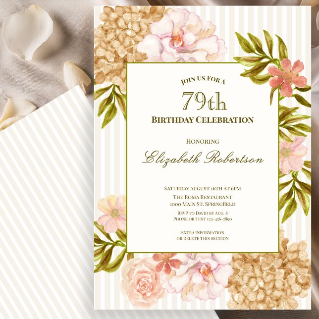 Elegante Einladung zum 79. Geburtstag mit Herbstbl (Von Creator hochgeladen)
