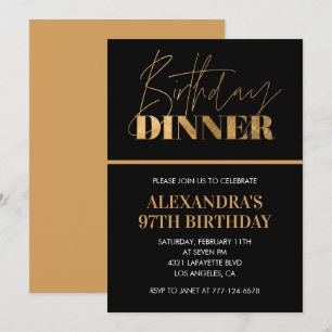 Elegante Einladung zum 97. Geburtstagsdinner Black