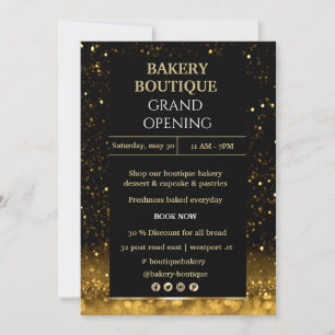 Elegante Einladung zum Black & Gold Grand Opening