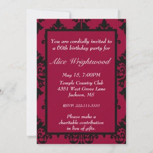 Elegante Einladung zum Geburtstag in Schwarz und R