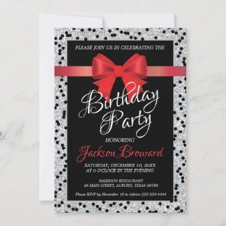 Elegante Einladung zum Geburtstag in Schwarz-Weiß