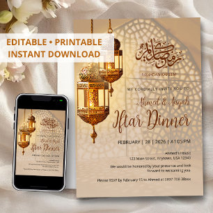Elegante Einladung zum Iftar-Dinner mit goldener L