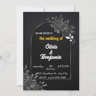 Elegante Einladung zur Black & Gold Hochzeit