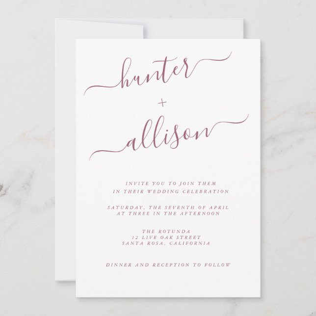 Elegante Einladung zur Hochzeit (Vorderseite)