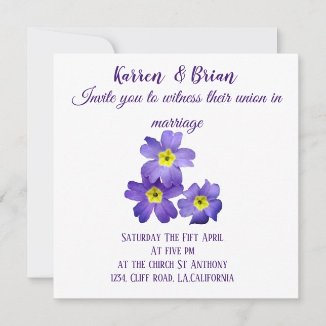 Elegante Einladung zur Hochzeit (Vorderseite)