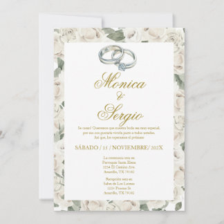 Elegante Einladung zur Hochzeit auf Spanisch