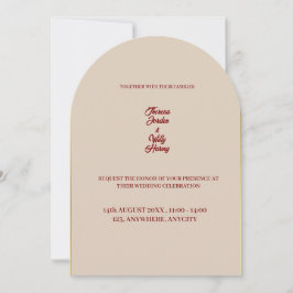 Elegante Einladung zur Hochzeit in Beige & Burgund