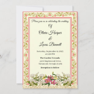 Elegante Einladung zur Hochzeit in Rot und Gold