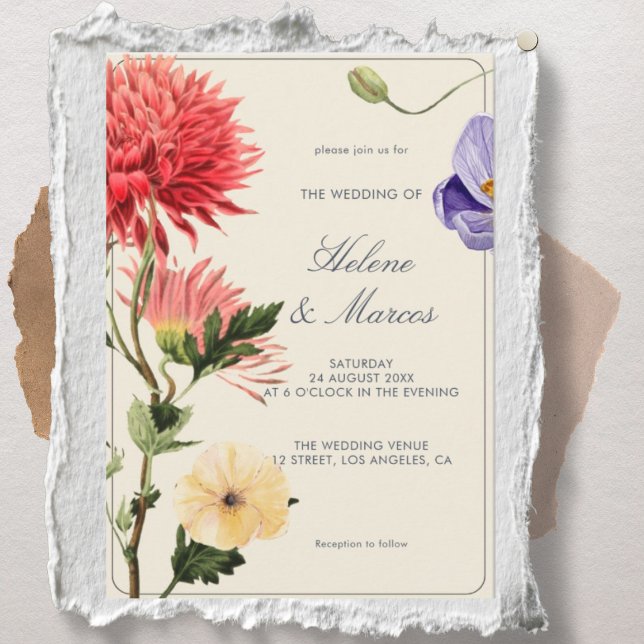 Elegante Einladung zur Hochzeit mit botanischem Fl (Von Creator hochgeladen)