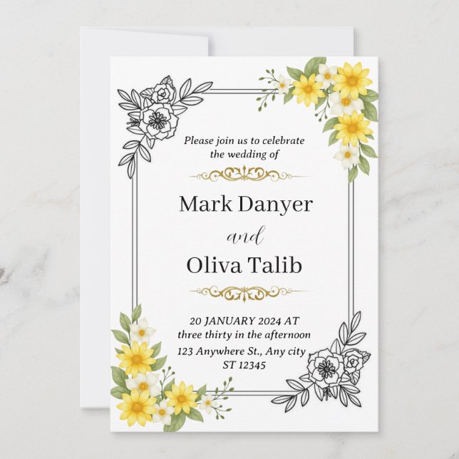 Elegante Einladung zur Hochzeit - modern und roman (Vorderseite)