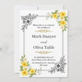 Elegante Einladung zur Hochzeit - modern und roman