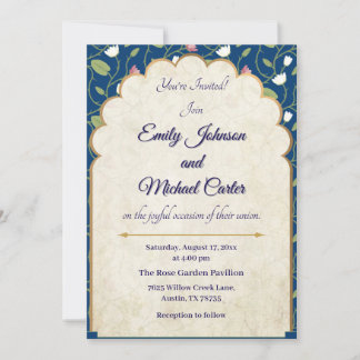 Elegante Einladung zur Hochzeit | Navy Blue & Gold