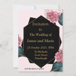 Elegante Einladung zur Hochzeit, rosa Blume, schwa