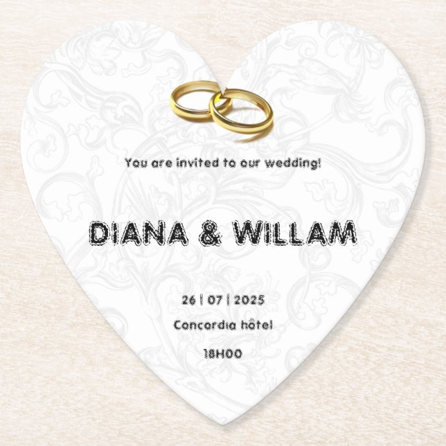 Elegante Einladung zur Hochzeit Untersetzer (Vorderseite)