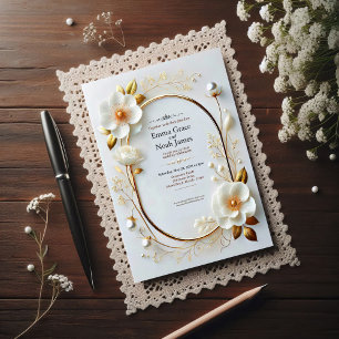 Elegante Einladung zur Hochzeit von Flora und Gold