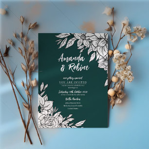 Elegante Einladung zur Hochzeit von Grün und Weiß