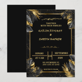 Elegante Einladung zur Hochzeit von Schwarz-Weiß-M