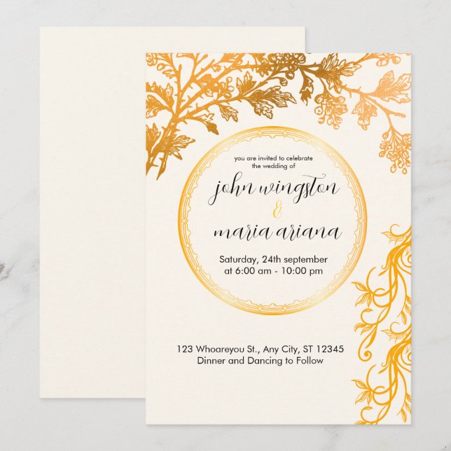 Elegante Einladung zur Hochzeit | Zeitlose Liebe (Vorne/Hinten)