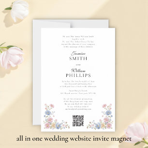 Elegante Einladung zur Hochzeitswebsite auf Magnet