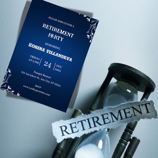 Elegante Einladung zur Ruhestandsfeier  (Celebrate their next chapter! Elegant, editable retirement party invite. Personalize instantly.)