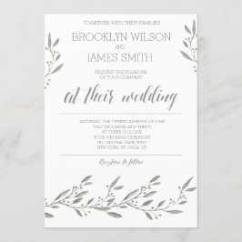 Elegante Einladungen für Hochzeiten Grau florale