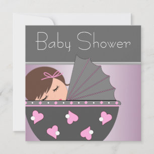 Elegante Einladungen in Rosa und Gray Baby Shower