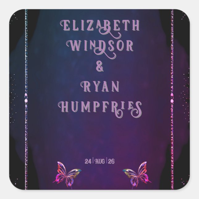 Elegante Einladungen zu Mauve und Gold Hochzeiten Quadratischer Aufkleber (Vorderseite)