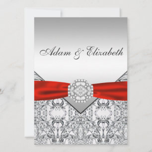 Elegante Einladungen zu Silver und Red Wedding