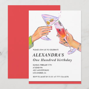 Elegante Einladungen zum 100. Geburtstag Cocktailp
