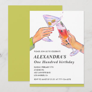 Elegante Einladungen zum 100. Geburtstag Cocktailp