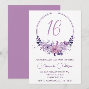 Elegante Einladungen zum 16. Geburtstag Floral Lil