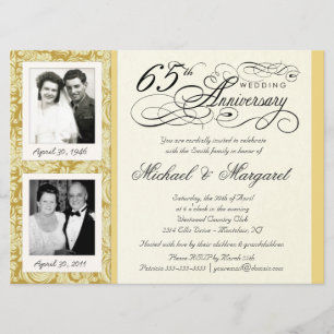 Elegante Einladungen zum 65. Jubiläum - Damals und