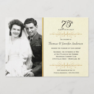 Elegante Einladungen zum 75. Jubiläum mit Foto