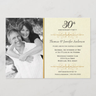 Elegante Einladungen zur 30. Hochzeitstag-Party