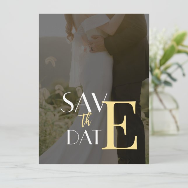 Elegante Einladungs-Flachbildschirm Save the Date (Stehend Vorderseite)