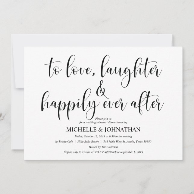 Elegante Einladungs-Karte für Hochzeiten Probe Din Einladung (Vorderseite)