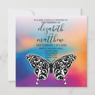 Elegante Einladungskarte Schmetterling und Bunt Einladung