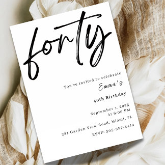Elegante Einladungskarte zum 40. Geburtstag Forty Einladung