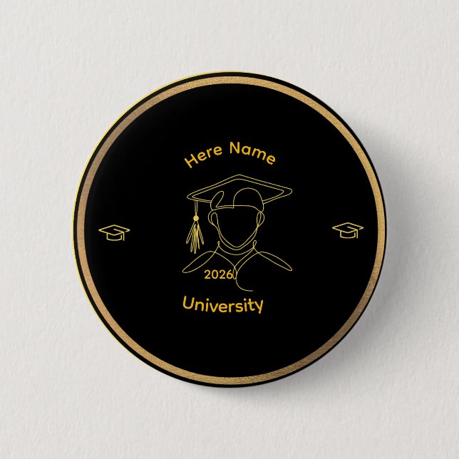 Elegante einzeilige Kunst-Absolventin Button (Vorderseite)