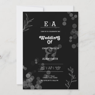 Elegante einzigartige schwarze und weiße Hochzeit Einladung