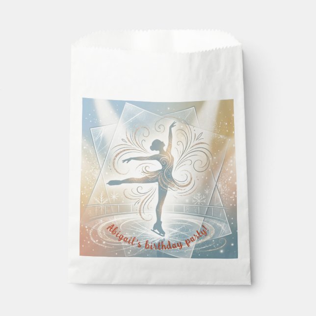 Elegante Eis-Eislauf-Geburtstagsfeier Geschenktütchen (Vorderseite)