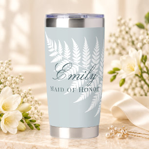 Elegante Eisblaue Weiße Farn Brautjungfer Thermobecher