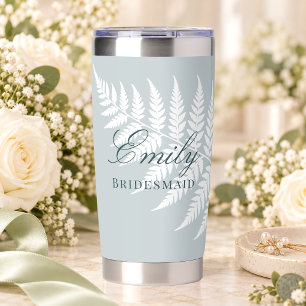 Elegante Eisblaue Weiße Farn-Brautjungfer Thermobecher
