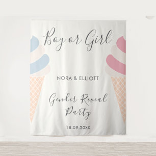 Elegante Eiscreme Pastel Gender Reveal Wandteppich