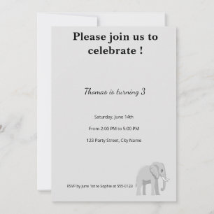 Elegante Elefant Geburtstagseinladung Pastell Einladung
