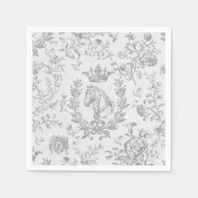 Elegante Elegant Chic Gray White Reittier Serviette (Vorderseite)