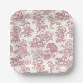 Elegante Elegante Chic Rosa Pferde Land Toile Pappteller