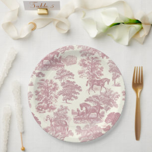 Elegante Elegante Chic Rosa Pferde Land Toile Pappteller