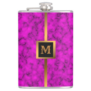 Elegante Elegante Moderne Black Gold Marmor Flachmann