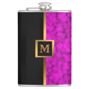 Elegante Elegante Moderne Black Gold Marmor Flachmann